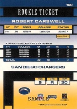 2001 Playoff Contenders - Samples #169 Robert Carswell Back