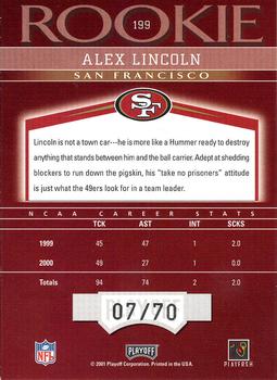 2001 Playoff Honors - X's and O's #199 Alex Lincoln Back