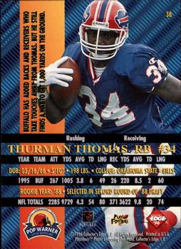 1996 Collector's Edge Advantage #38 Thurman Thomas Back