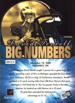 2001 Press Pass - Big Numbers Die Cuts #BN6 David Terrell Back