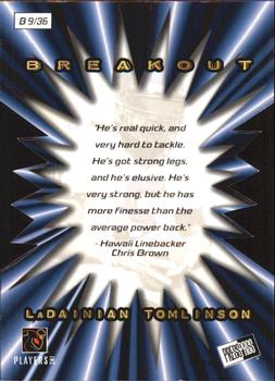 2001 Press Pass - Breakout #B9 LaDainian Tomlinson Back