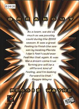 2001 Press Pass - Breakout #B24 Reggie Wayne Back