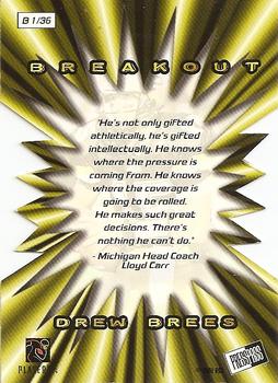 2001 Press Pass - Breakout #B1 Drew Brees Back