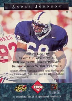 1996 Collector's Edge President's Reserve - The Candidates: Top Early Picks #30 Andre Johnson Back