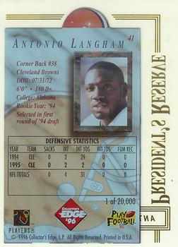 1996 Collector's Edge President's Reserve #41 Antonio Langham Back