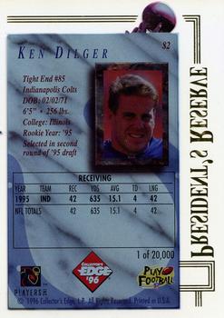 1996 Collector's Edge President's Reserve #82 Ken Dilger Back