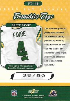 2001 Score Select - Franchise Tags Autographs #FT-16 Brett Favre Back
