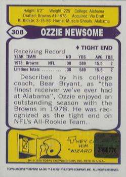 2001 Topps Archives - Rookie Reprint Autographs #AA-ON Ozzie Newsome Back