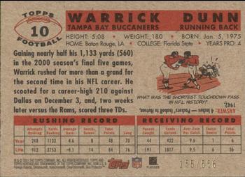 2001 Topps Heritage - Retrofractor #10 Warrick Dunn Back
