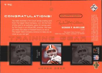 2001 Upper Deck Ovation - Training Gear #T-TC Tim Couch Back