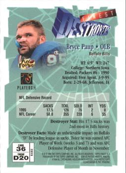 1996 Finest #36 Bryce Paup Back