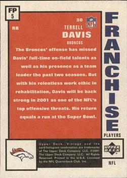 2001 Upper Deck Vintage - Franchise Players #FP5 Terrell Davis Back