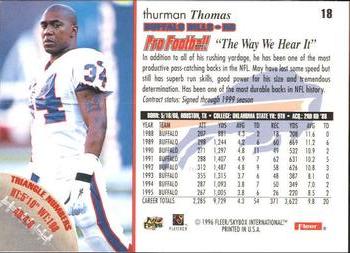 1996 Fleer #18 Thurman Thomas Back