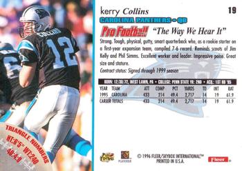 1996 Fleer #19 Kerry Collins Back
