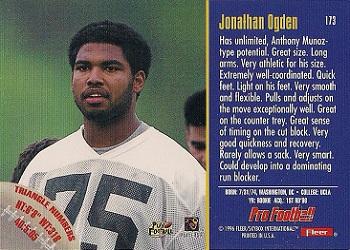 1996 Fleer #173 Jonathan Ogden Back