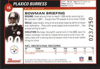 2002 Bowman - Silver #15 Plaxico Burress Back