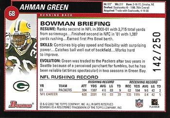 2002 Bowman - Silver #68 Ahman Green Back
