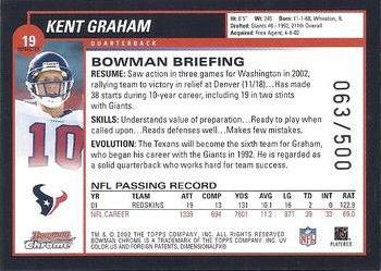 2002 Bowman Chrome - Refractors #19 Kent Graham Back