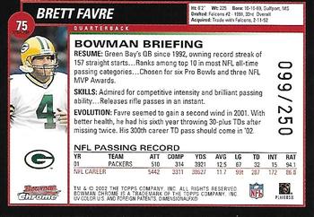 2002 Bowman Chrome - Xfractors #75 Brett Favre Back