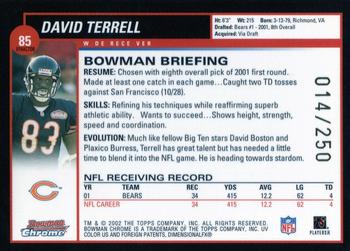 2002 Bowman Chrome - Xfractors #85 David Terrell Back