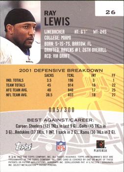 2002 Bowman's Best - Blue #26 Ray Lewis Back