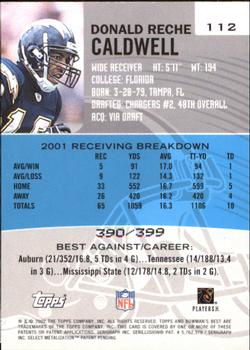 2002 Bowman's Best - Blue #112 Donald Reche Caldwell Back