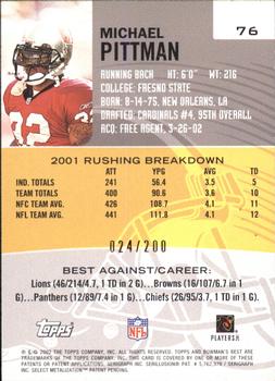 2002 Bowman's Best - Red #76 Michael Pittman Back
