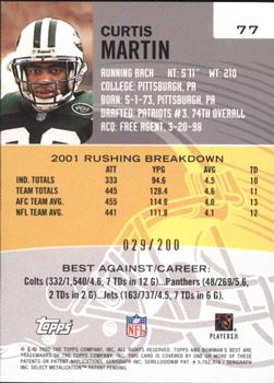 2002 Bowman's Best - Red #77 Curtis Martin Back
