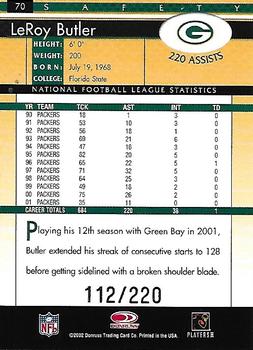 2002 Donruss - Stat Line Career #70 LeRoy Butler Back