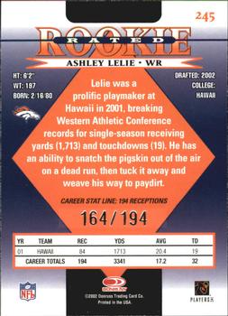 2002 Donruss - Stat Line Career #245 Ashley Lelie Back