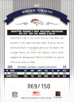 2002 Donruss Classics - Timeless Tributes #57 Brian Griese Back