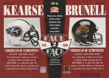 2002 Donruss Elite - Face to Face #FF-5 Mark Brunell / Jevon Kearse Back