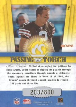 2002 Donruss Elite - Passing the Torch #PT-8 Tim Couch Back