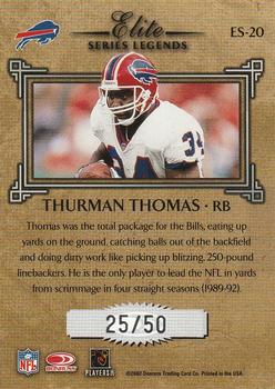 2002 Donruss - Elite Series Autographs #ES-20 Thurman Thomas Back