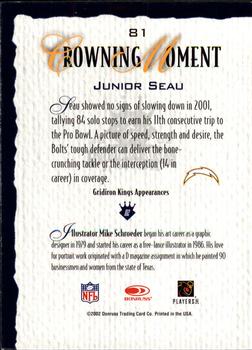 2002 Donruss Gridiron Kings - Bronze #81 Junior Seau Back