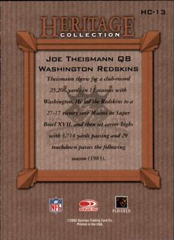 2002 Donruss Gridiron Kings - Heritage Collection #HC-13 Joe Theismann Back