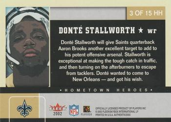 2002 Fleer Authentix - Hometown Heroes #3 HH Donte Stallworth Back