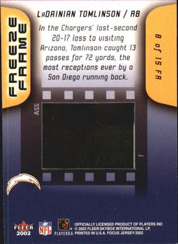 2002 Fleer Focus Jersey Edition - Freeze Frame #8 FR LaDainian Tomlinson Back