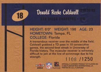 2002 Fleer - Rookie Sensations #12 RS Donald Reche Caldwell Back
