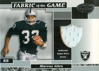 2002 Leaf Certified - Fabric of the Game Team Logos #FG 23 Marcus Allen Front