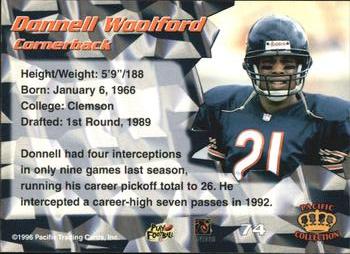 1996 Pacific #74 Donnell Woolford Back