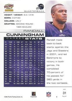 2002 Pacific - Premiere Date #31 Randall Cunningham Back