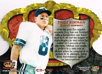 1996 Pacific Crown Royale #CR-100 Troy Aikman Back