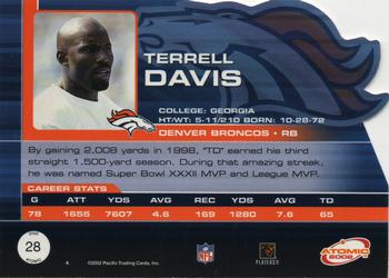 2002 Pacific Atomic - Red #28 Terrell Davis Back