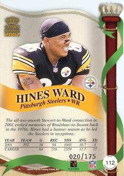 2002 Pacific Crown Royale - Blue #112 Hines Ward Back