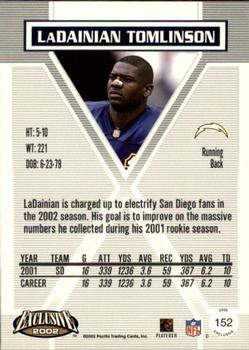 2002 Pacific Exclusive - Gold #152 LaDainian Tomlinson Back
