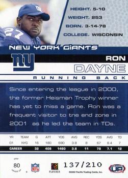 2002 Pacific Heads Up - Blue #80 Ron Dayne Back