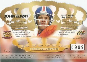 1996 Pacific Crown Royale - Triple Crown Die Cut #TC-2 John Elway Back