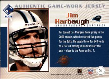 2002 Pacific Private Stock Reserve - Game Worn Jerseys Numbers #21 Jim Harbaugh Back