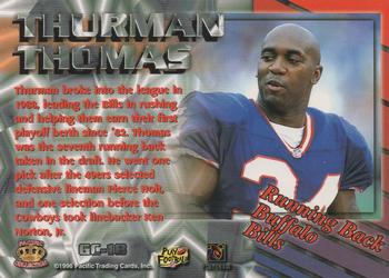 1996 Pacific Dynagon - Gems of the Crown #GC-18 Thurman Thomas Back